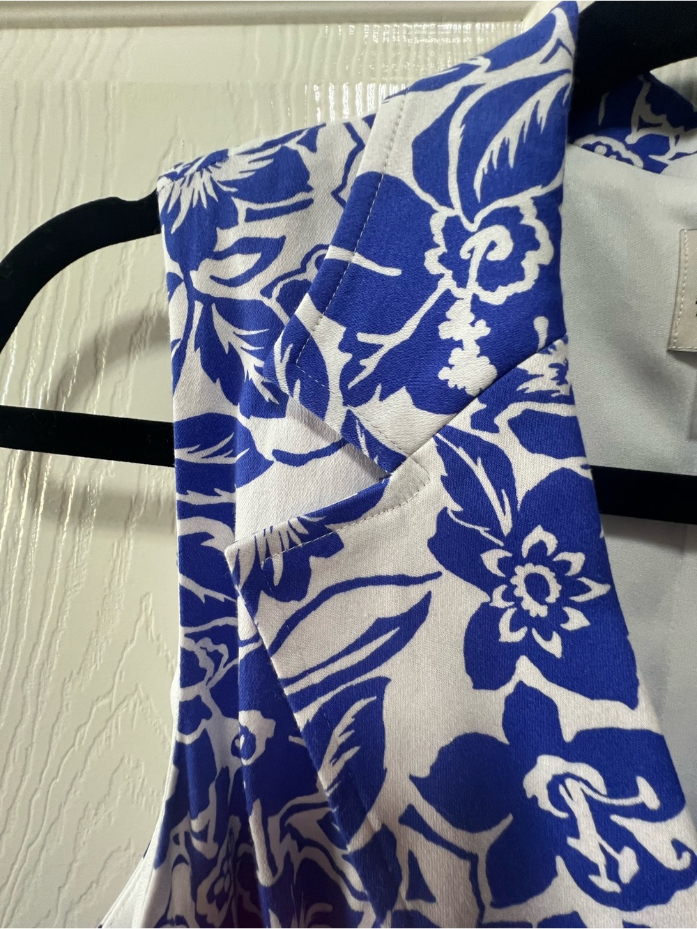 Anne Klein Size 6 Blue White Floral Faux Wrap A-Line Belted Dress - Picture 11 of 17